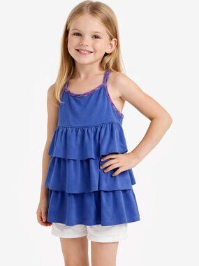 Gymgo Sleeveless Tiered Ruffle Racerback Top Blue Size Small (5–6)